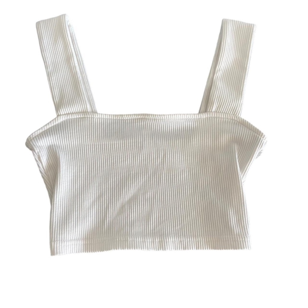 H&M White Wide Strap Crop Top